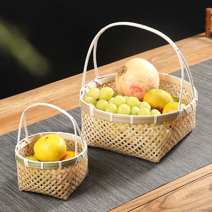 Handmade Bamboo Basket Household Storage Basket Picking Bamboo Basket Kindergarten Decorative Props Egg Basket Fruit Basket