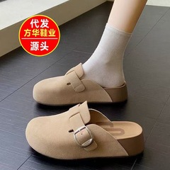 勃肯鞋女鞋厚底包头拖鞋磨砂经典半拖懒人休闲百搭日常一脚蹬拖鞋