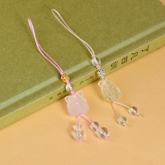 Wholesale Natural Yellow Citrine Nine-Tailed Fox Phone Charm New Chinese Style Original Design Keychain Bag Pendant