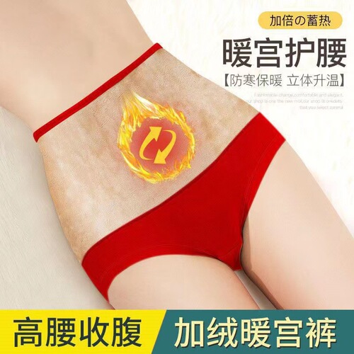 Winter plus velvet and thickened menstrual high-waisted graphene crotch underwear for women, cotton butt-lifting, belly-controlling and waist-protecting briefs for women
