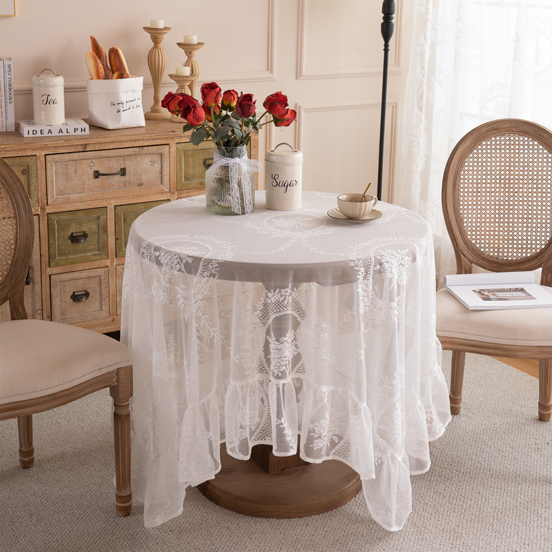 Romantic Pastoral Lace Tablecloth For Wedding And Dining Tables_voghion.com