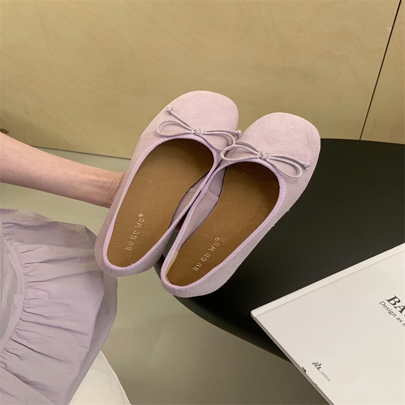 Korean Style Round-Toe Genuine Leather Slip-On Shallow Mouth Women's Shoes 2025 Spring New Dopamine Bow Flat Shoes Korean Style Round-Toe Genuine Leather Slip-On Shallow Mouth Women's Shoes 2025 Spring New Dopamine Bow Flat Shoes