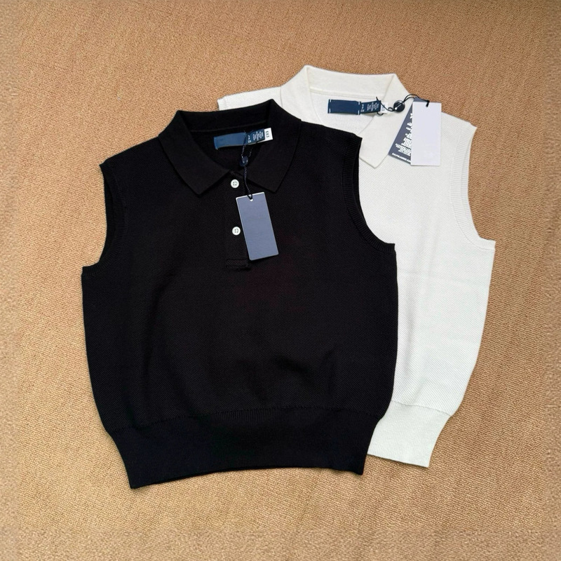 Rl Ralph Lauren Logo Sleeveless Knit Vest, Pique Cotton, Loose Fit, Casual, Versatile, High Quality / Can Be Scanned for Code