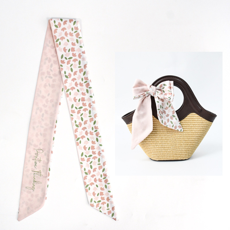 Primavera y otoño lindo y dulce bufanda de seda larga cinta para el cabello caja de regalo bolsa de amarre cinta multifunción fresca pequeña y versátil