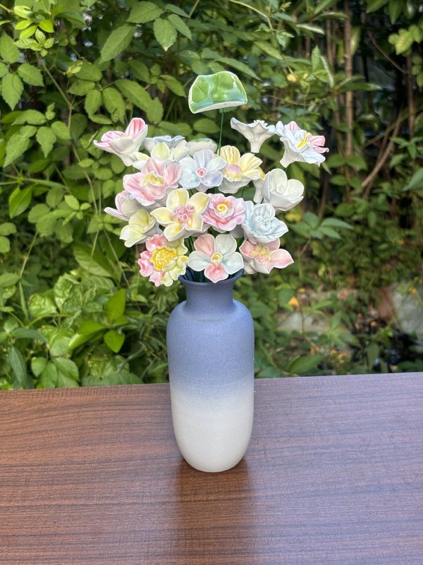 Zhaozhu Jingdezhen 高温手作りセラミックフラワーフル模擬花花瓶装飾花束ガールフレンドギフト|undefined
