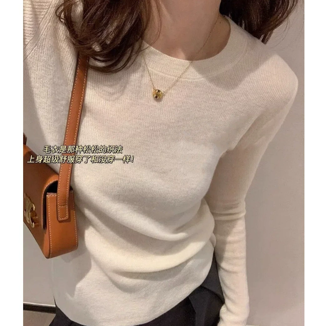Yangzi шерстяная тонкая тонкая нижняя рубашка 6 цветов V-образный вырез с круглым вырезом свитер 24 осень и зима