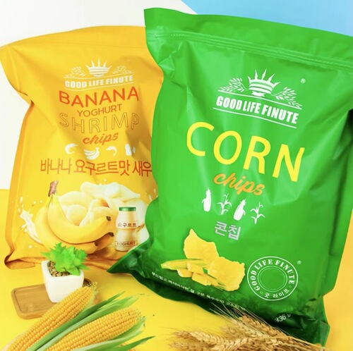 FINITE QuLaf Corn Chips 115g Garlic Shrimp Flavored Crabs 82g Banana Yogurt Shrimp Flavored Crabs 240g Series