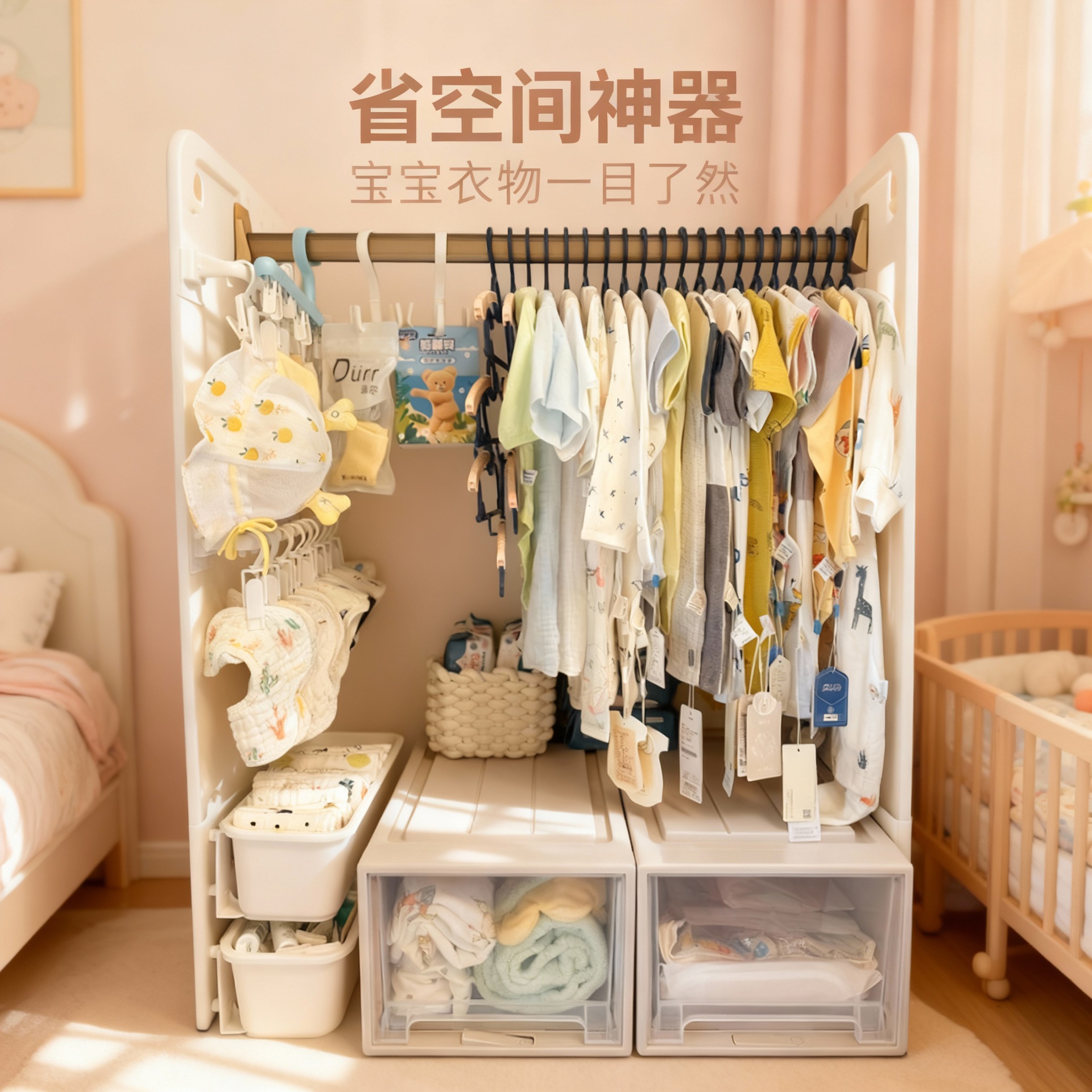 工业级婴儿衣物收纳架 B端批发 1件起订 免安装 塑料承重2kg