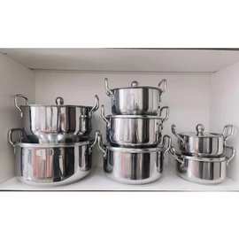 跨境不锈钢套锅16-28cm汤锅17件套多用炊具锅套装17pcs非洲锅具