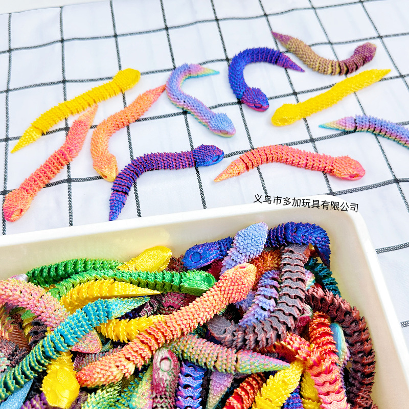 B13 cm colorido impresión 3D serpiente puzzle juguetes de descompresión juguetes de venta cruzada artesanía ornamentos