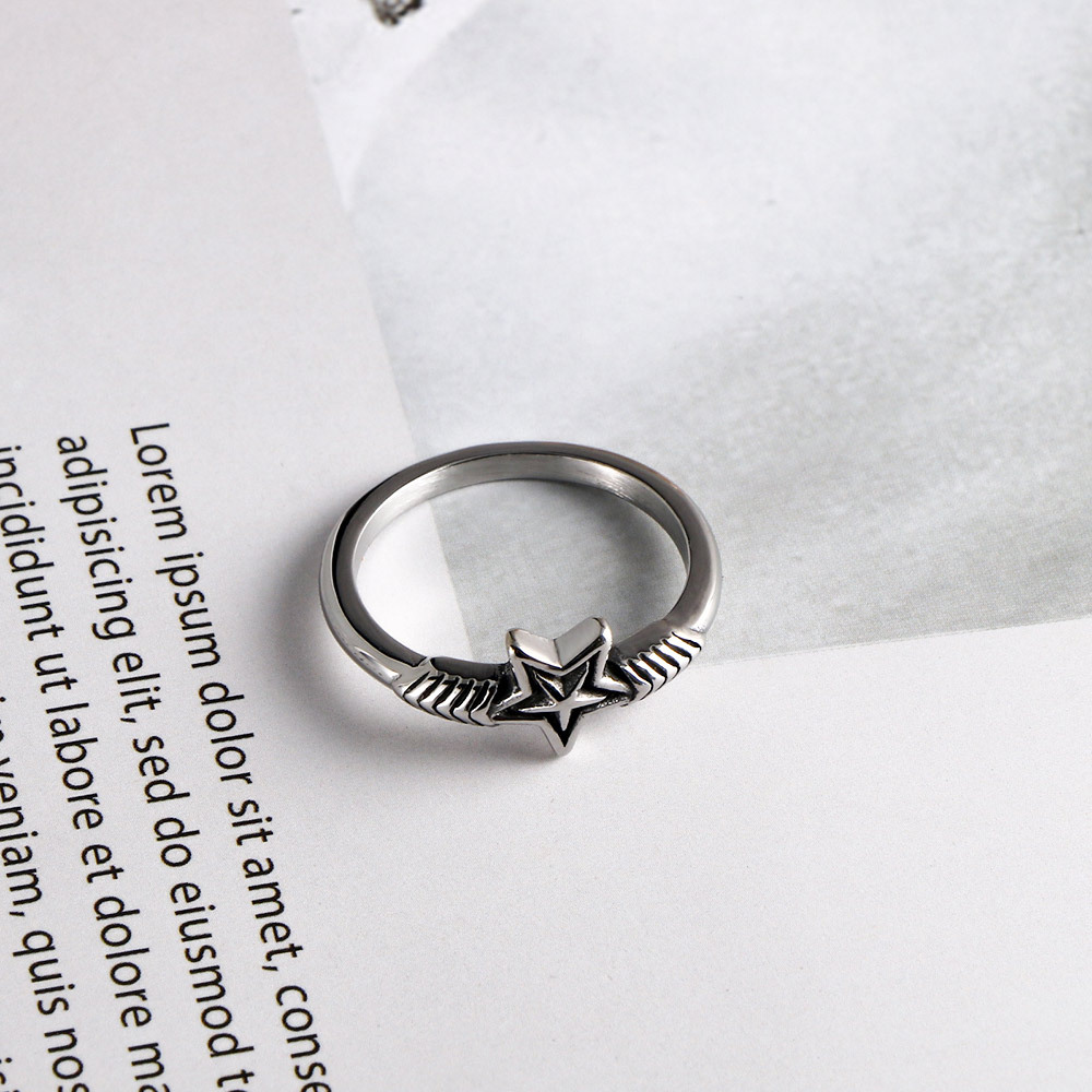 1 Piece Quantity Casual, Daily, Shopping Occasion Wholesale Jewelry Hip-Hop Vintage Style Star Titanium Steel Polishing Rings