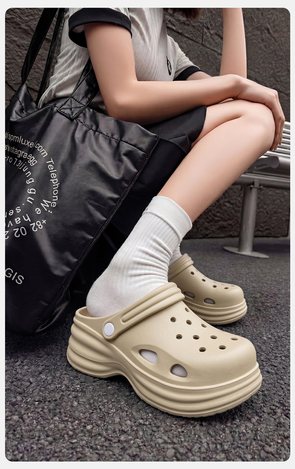 Women's Perforated Height Enhancing Platform Slippers Summer_voghion.com