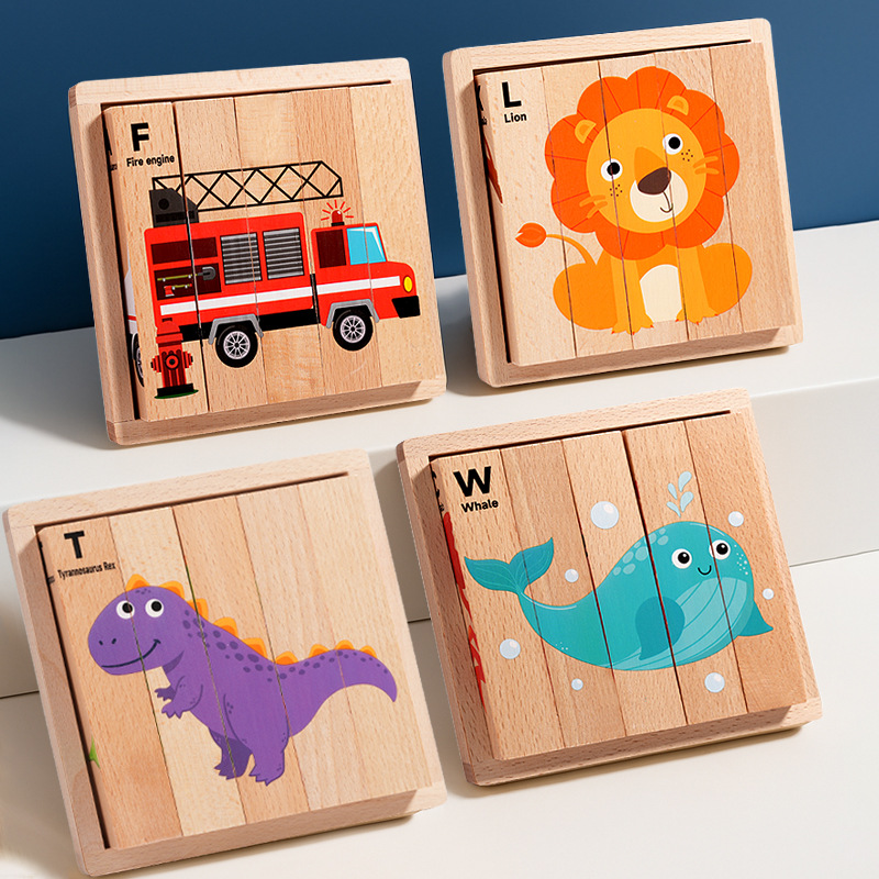 Educación infantil infantil puzzle de madera estereoscópico puzzle animal panel de cognición animal bebé mano agarra juguetes de madera