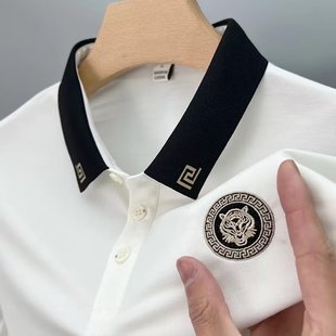 New Men's Japanese Style Print Summer Simple Trendy Short-Sleeved Polo Shirt Ins2023 Youthful Popular Versatile Standard