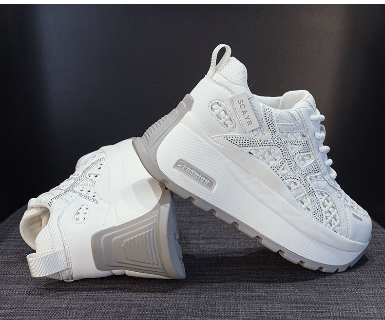 Giày sneaker nữ đế dày phong cách cổ điển phối màu, đan lưới thoáng khí mùa hè — Xám 5068, Vàng 5068, Trắng 5068 chi tiết 14