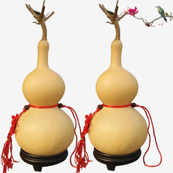 Natural Gourd Ornaments Living Room Lucky Home Fengshui Big Gourd Pendant with Tap Chinese Knot Gourd with Base