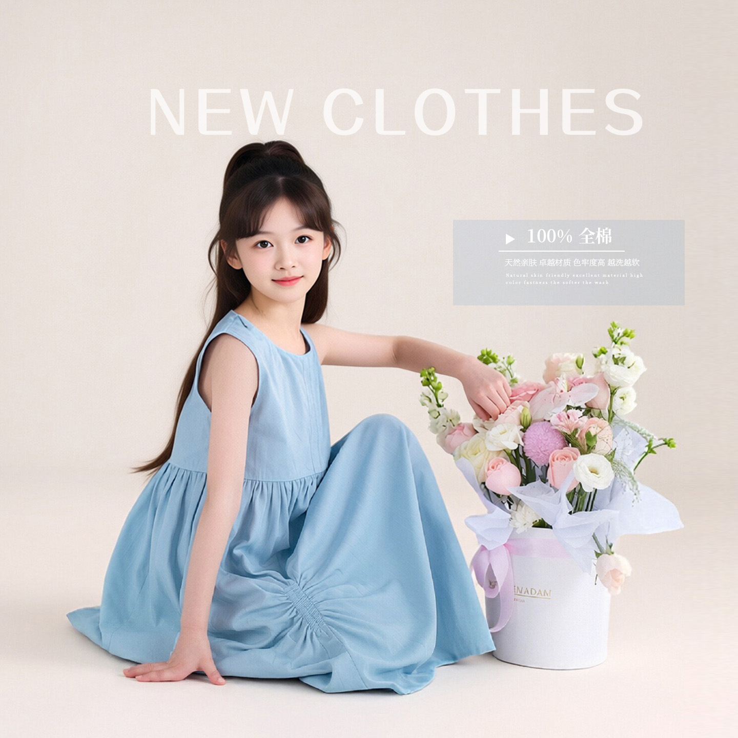 Tutu Little Elephant Girls' Dress 2026 Summer New Island Bubble Pure Cotton Artistic Sleeveless Vest A-Line Dress