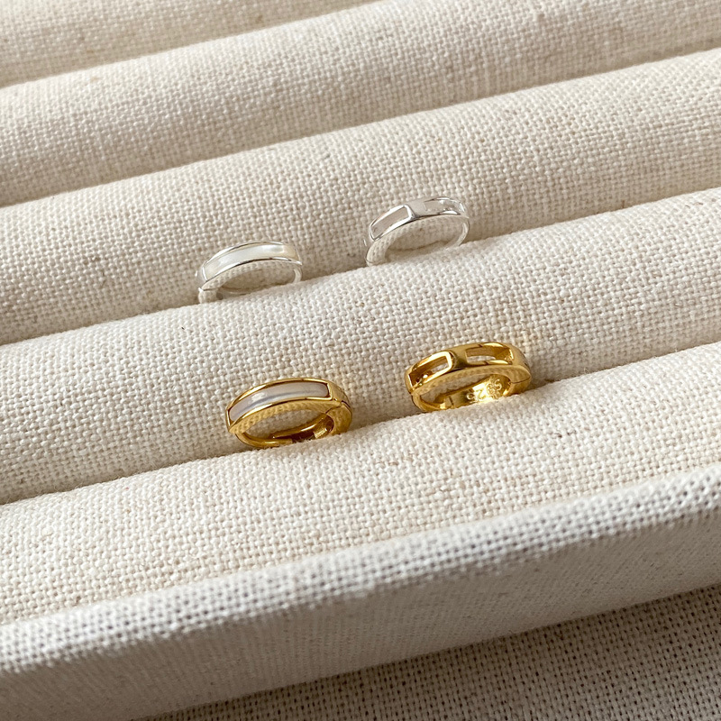 1 Paar 925 Sterling Zilver Witte Schelpdieren Ronde Oorbellen display picture 4