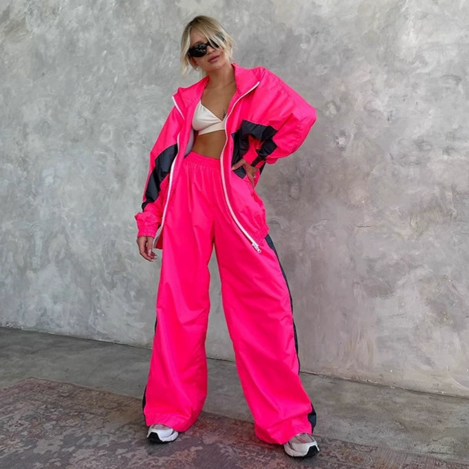 Set, long-sleeve with zipper, cardigan, trousers, sports suit, European style, loose fit