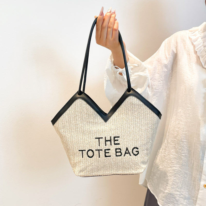 Bolso de gran capacidad 2025, nuevo bolso de paja, bolso de mano, bolso de nicho, bolso de hombro, bolso de brazo tejido, bolso de brazo