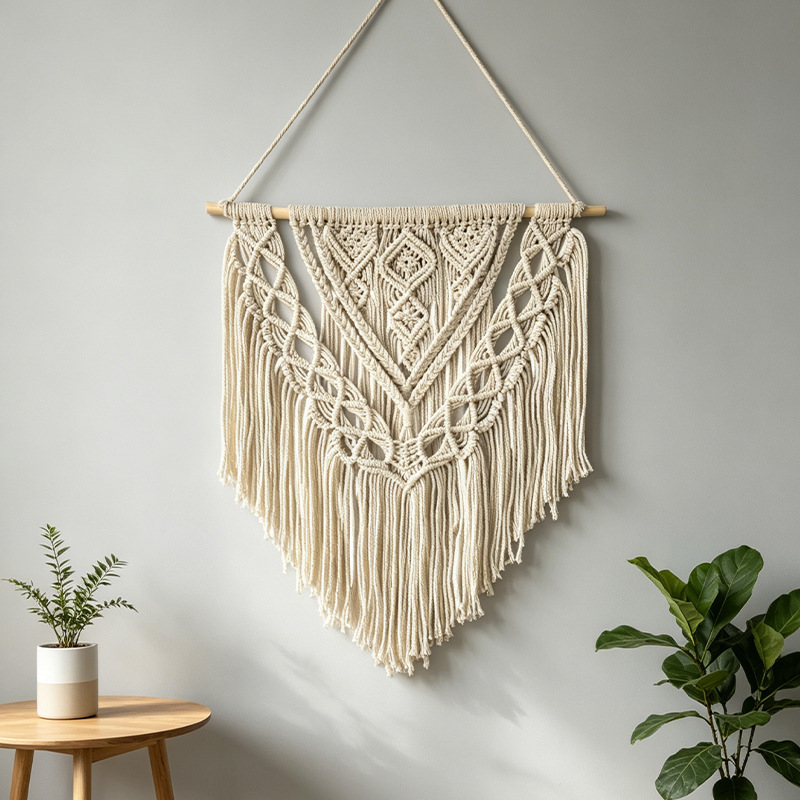 Tapiz de Pared Bohemio de Algodón Tejido a Mano con Flecos para Sala de Estar image 1