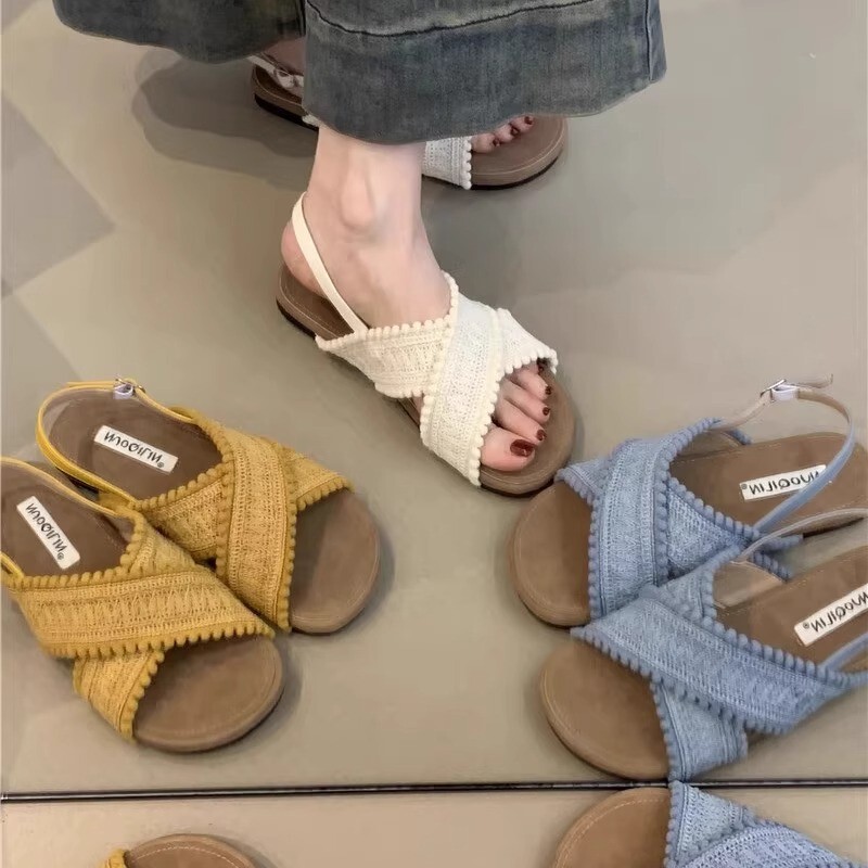 2026 Summer Fashion Sandals: Gentle Style Knitted Cross-Strap Square-Toe Low-Heel Elegant Sandals 2026 Summer Fashion Sandals: Gentle Style Knitted Cross-Strap Square-Toe Low-Heel Elegant Sandals