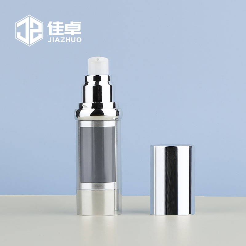 30ml开窗电镀真空瓶  银色化妆品按压分装瓶 鱼子酱精华乳液瓶