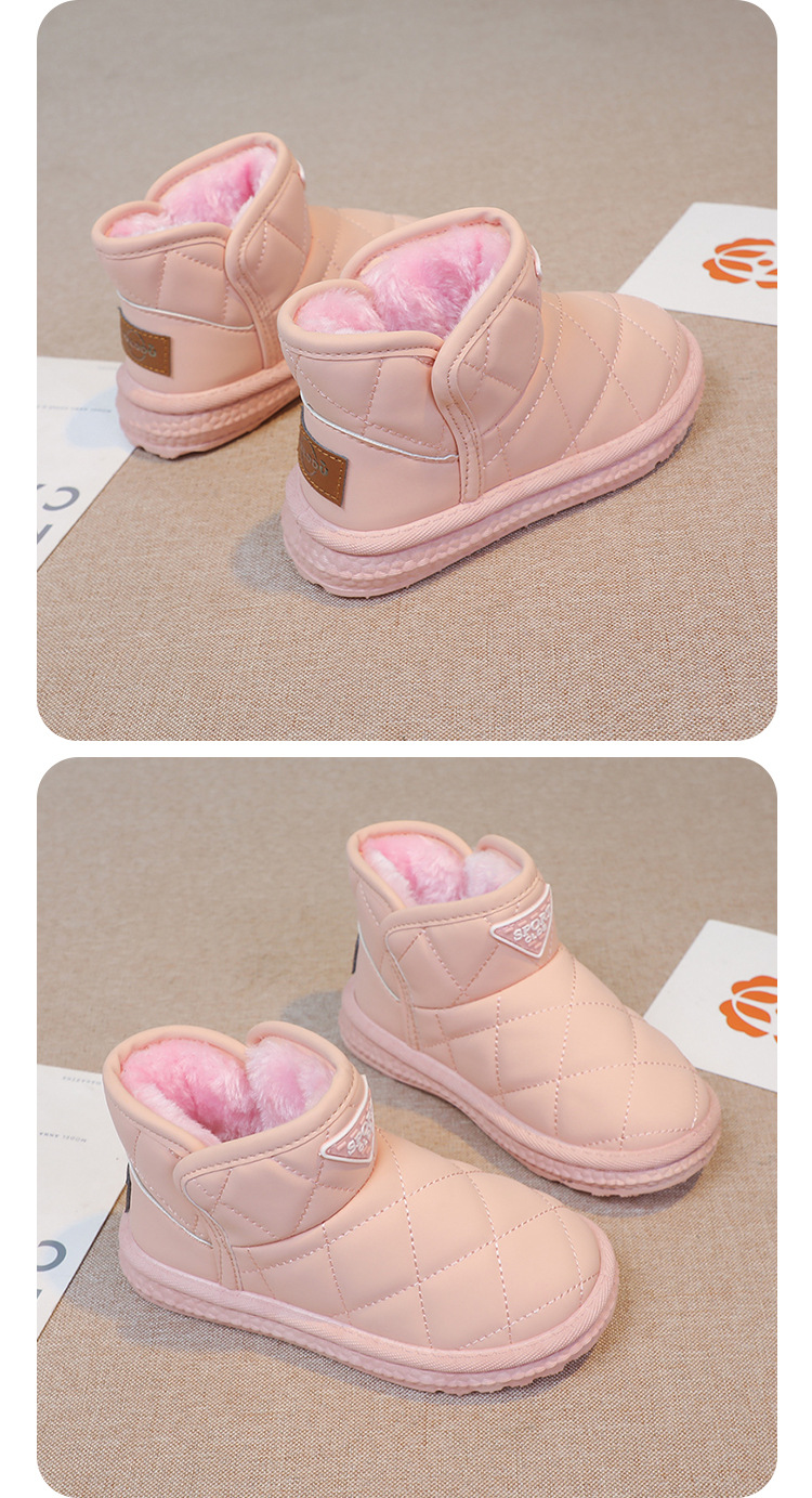 Kinder Mädchen Schuhe, warme 2024 Winter neue Schneestiefel, mittlere und große Kinder Plüsch dicke Baumwolle kurze Stiefel_voghion.com