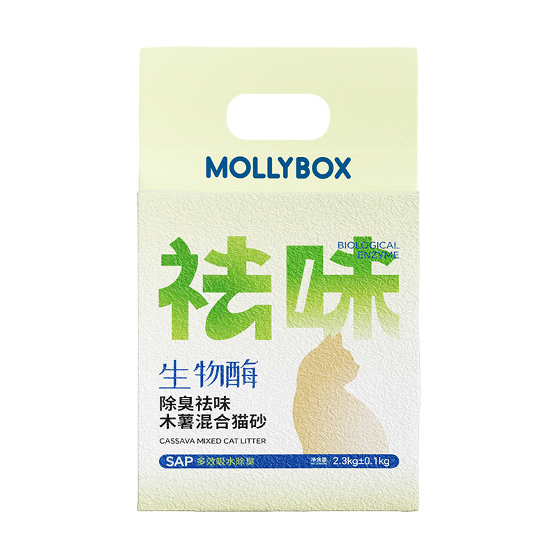 MollyBox タピオカ猫砂 豆腐砂 ベントナイト混合砂 低発塵 消臭 固まりやすい 尿臭除去 底がこびりつきにくい|undefined