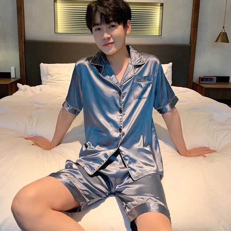 S 그레이 블루#더블 쇼트 남성용 아이스 실크
