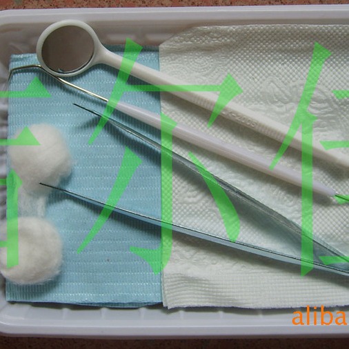 一次性镊子牙镜探针围巾牙科套装用具，牙科耗材托盘