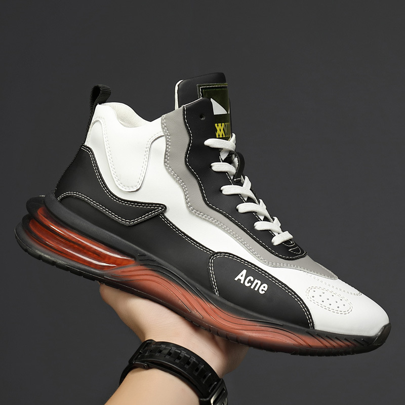 Mid-high Men's Shoes Air Force One aj Board Shoes Men's Inner Height 8cm Sports Casual Shoes Leather Basketball Shoes