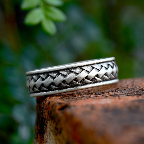 beier cross-border new simple fashion stainless steel ring wholesale Nordic Viking retro braided titanium steel ring