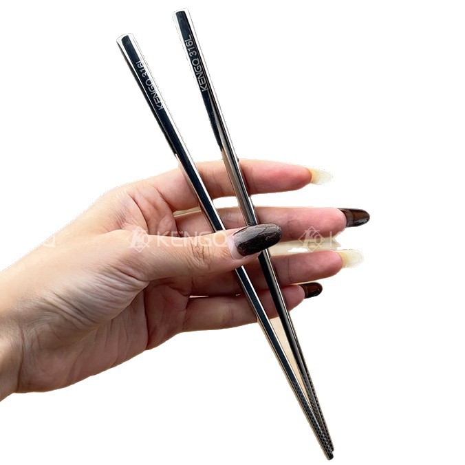 Chockmen Zhuo Deming Jingying serie 316L de acero inoxidable antideslizante palillos del hogar caja de regalo 10 pares