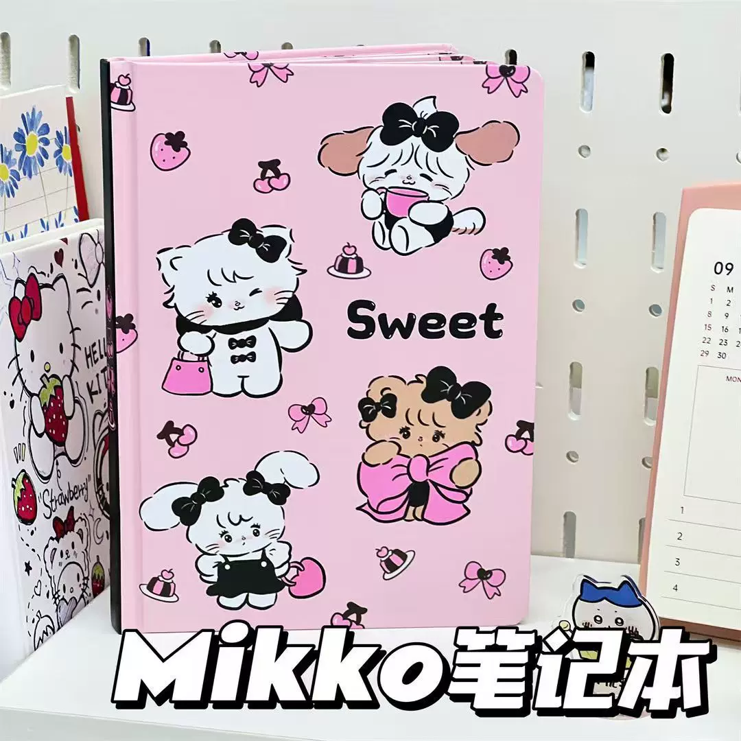 可爱mikko联名彩页硬壳a5笔记本粉色少女心超厚横线日记本手账本