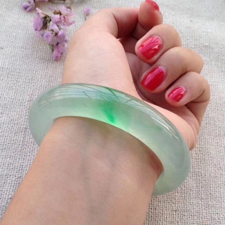 Vòng tay ngọc bích tự nhiên xanh dương nổi hoa có giấy chứng nhận chi tiết 3