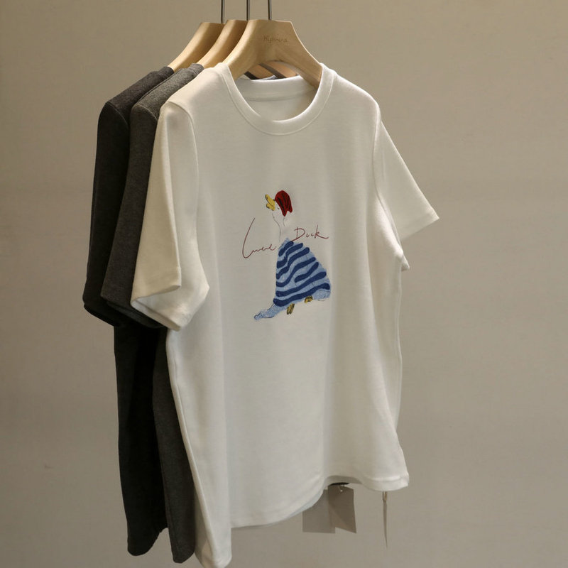 Cozy Tune! Cartoon Duck White Short-Sleeve T-Shirt for Women, Korean Style, Age-Reducing, Versatile, Loose-Fitting Base Shirt Top Cozy Tune! Cartoon Duck White Short-Sleeve T-Shirt for Women, Korean Style, Age-Reducing, Versatile, Loose-Fitting Base Shirt Top