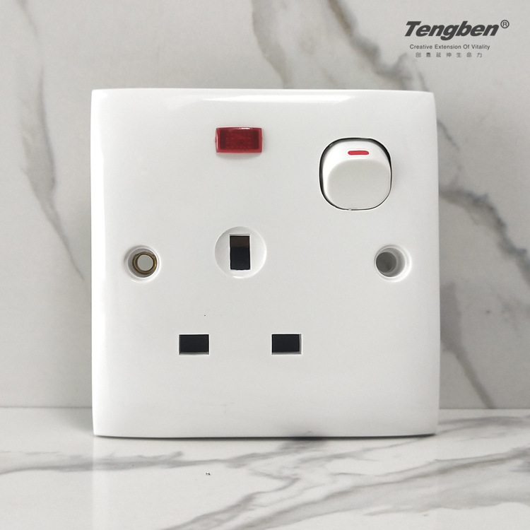 British standard socket with one open 13A square pin socket