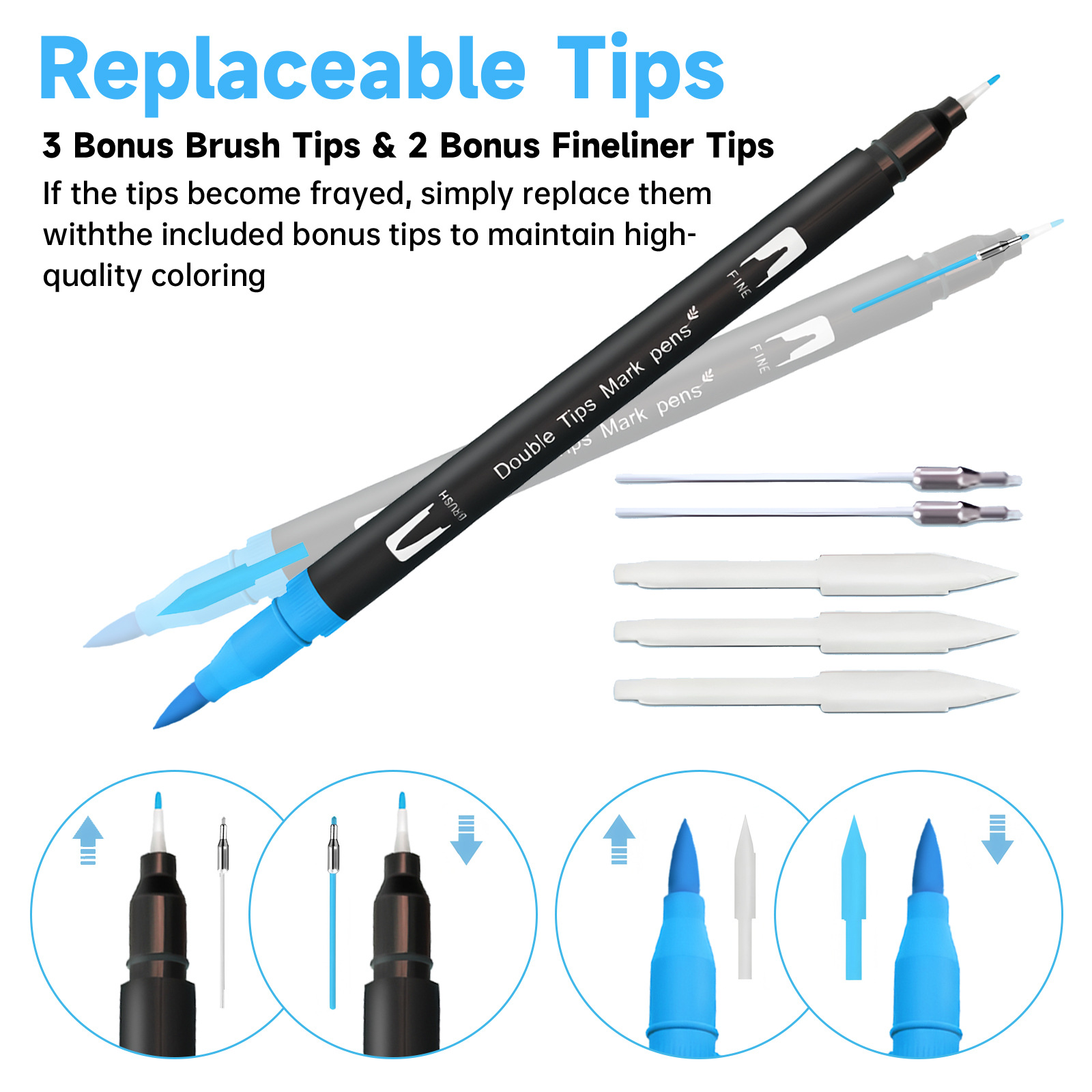 168-Color Dual-Head DIY Hand-Drawn Painting Doodle Pen Multi-Size Set with CD Bag Portable Canvas Bag Easy-to-Clean Watercolor Markers