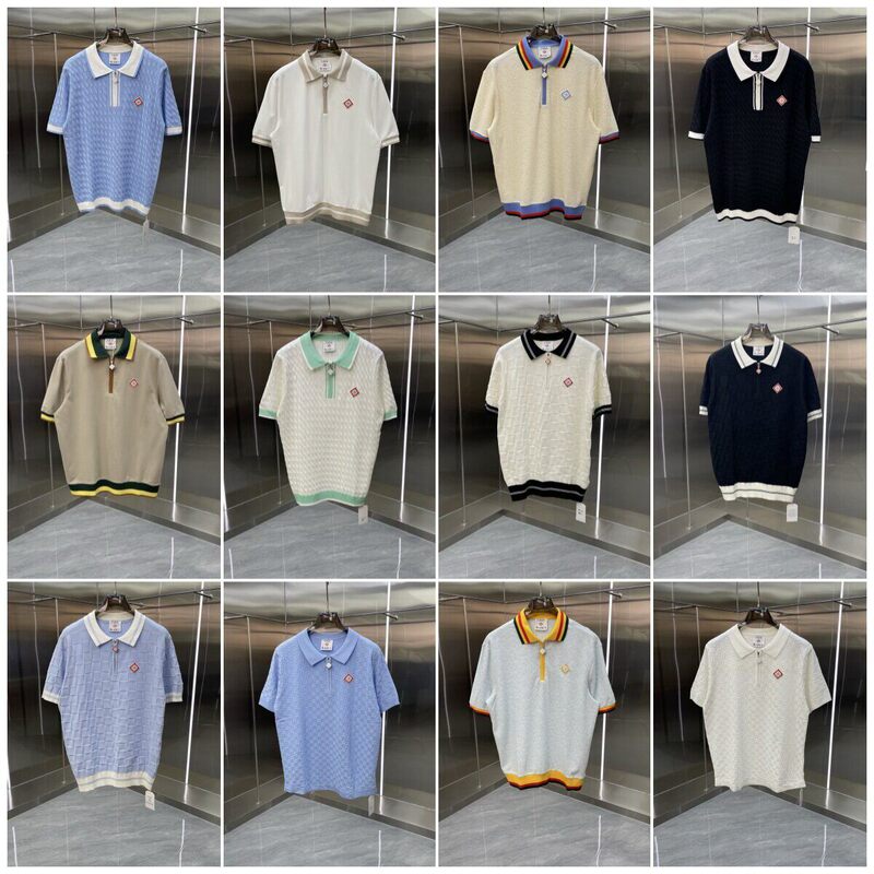 Casablanca Tennis Club Embroidered Logo Casual Loose Fashion Knitted Polo Short-Sleeved Lapel Top