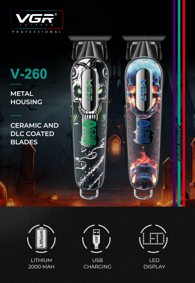 Vgr Professional Electric Hair Clipper With Digital Display_voghion.com
