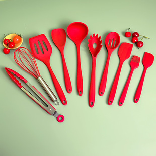 Cross-Border Silicone Ten-Piece Set Silicone High Temperature Resistant Non-Stick Cooking Spatula Soup Spoon Cooking Spatula Kitchen Utensil Set