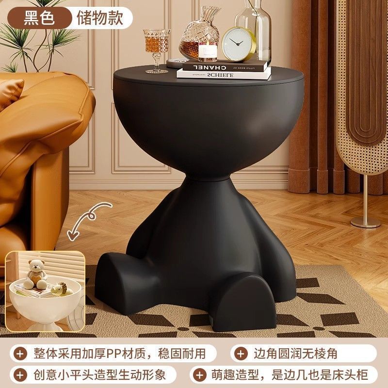 クリームベッドサイドテーブルモバイル小さなフラットヘッドコーヒーテーブルリビングルームソファ小さなアパートホームベッドルームベッドサイドプラスチックイタリアスタイル|undefined