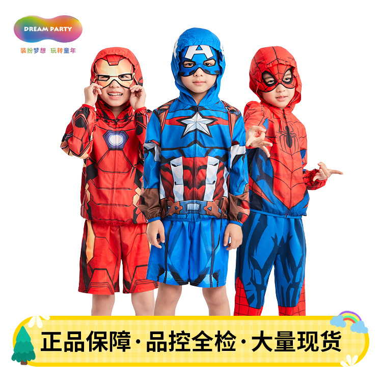 In-Stock Spider-Man Children's Sun Protection Clothing Upf50+ Lightweight Breathable Hooded Skin Jacket Boys' Summer Coat