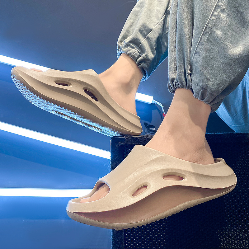 Pantuflas, estilo caliente de verano para hombres, deportes, ocio, fondo suave antideslizante, pisando mierda, sandalias de baño de interior en casa