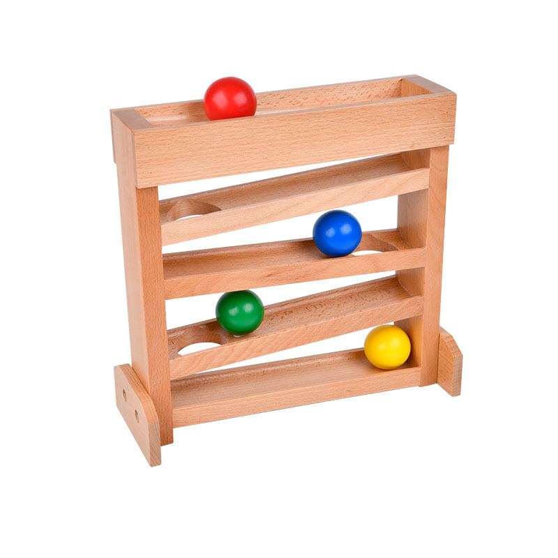 Noria de manivela de madera, material didáctico Montessori, rastreador visual, reconocimiento de color, pista de bolas, bloque de construcción, juguete, juego interactivo