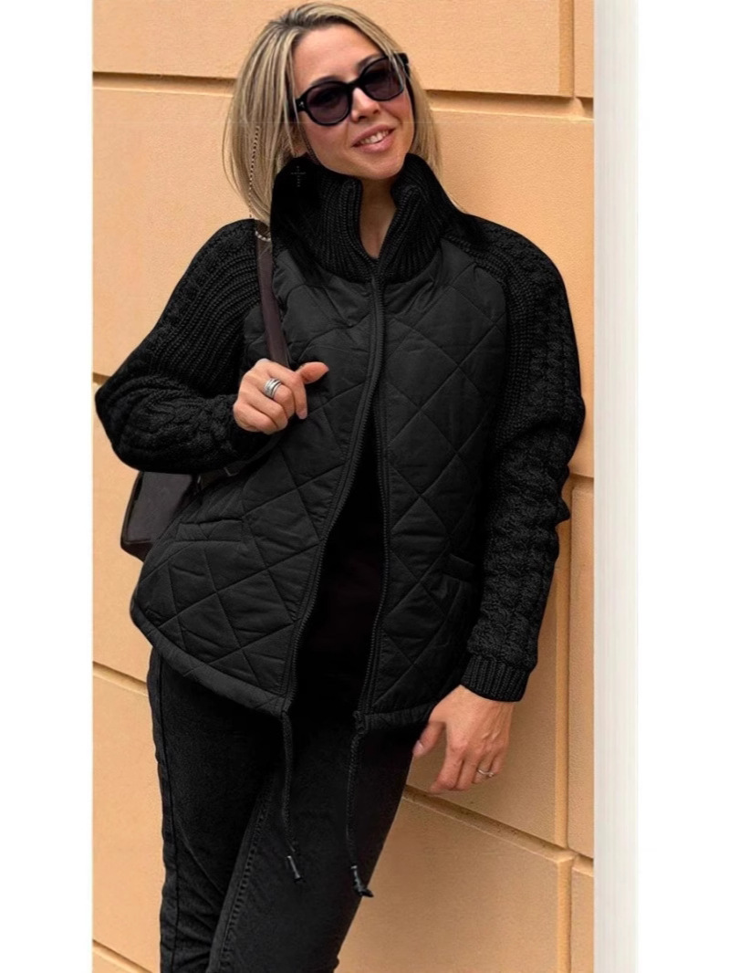 Transfronterizo 2025 otoño y invierno nueva moda europea y americana cardigan con cremallera de manga larga de cuello vertical chaqueta de algodón de mujer ropa de algodón de mujer image 4