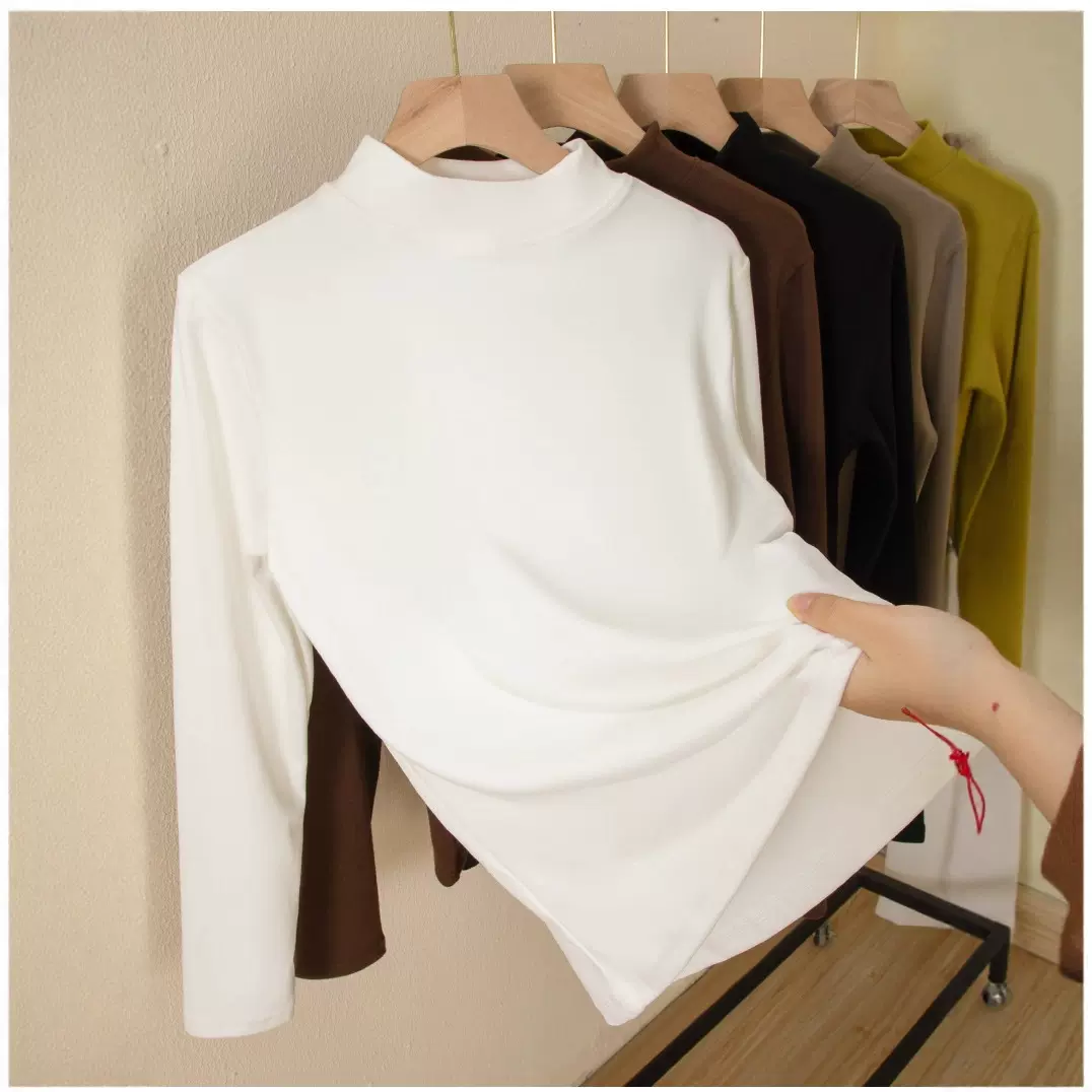 秋冬款女士打底衫百搭内饰上衣保暖德绒小立领纯色气质高品质