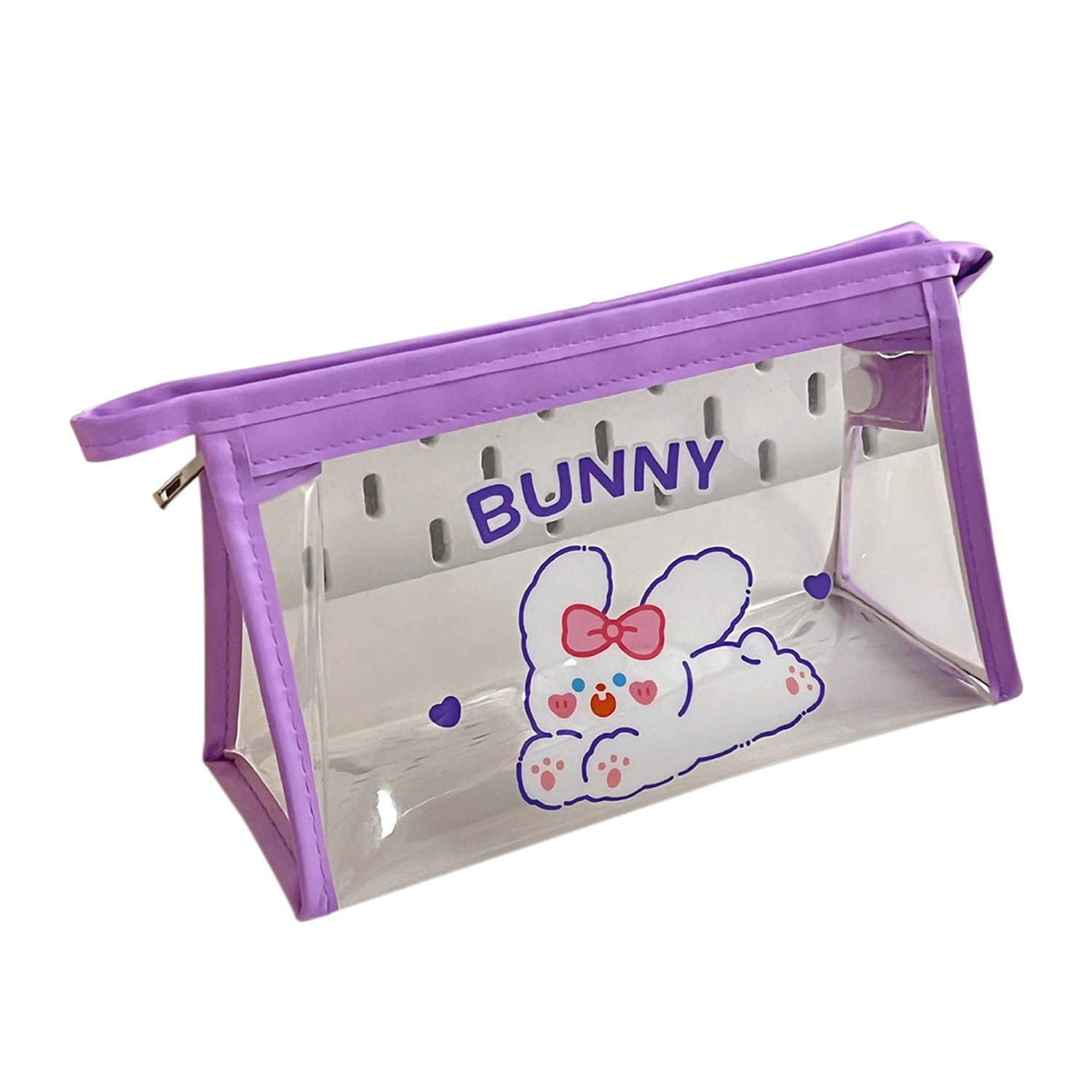 Tengyi ins de dibujos animados triángulo transparente bolsa de cosméticos portátil de gran capacidad caja de lápiz impermeable bolsa de almacenamiento de papelería