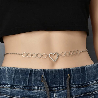 Amazon Explosive money Rhinestone love Waist chain summer Sandy beach on vacation fashion Full bore temperament love Waist chain Waist